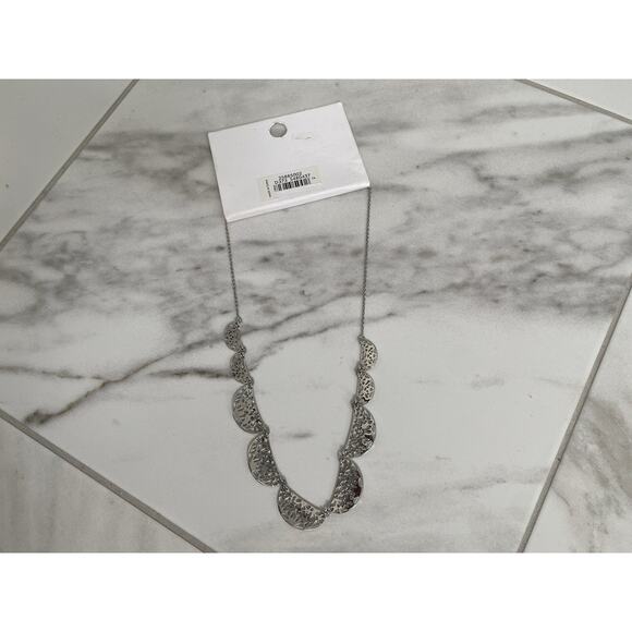 Loft Filigree Crystal Silver Necklace NWT - Picture 6 of 6